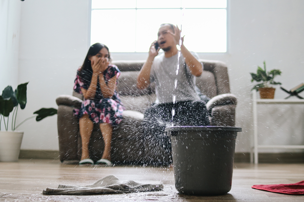 Water damage restoration in progress — drying equipment in a Glendale home